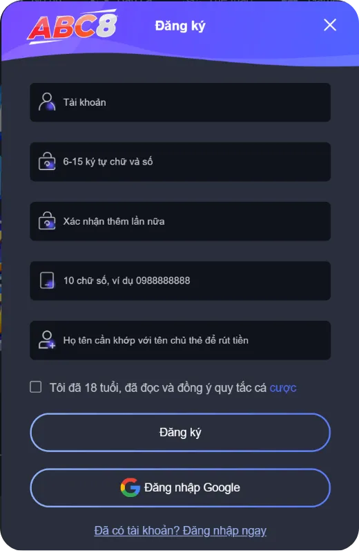 Hướng dẫn tham gia đặt cược tại ABC8
